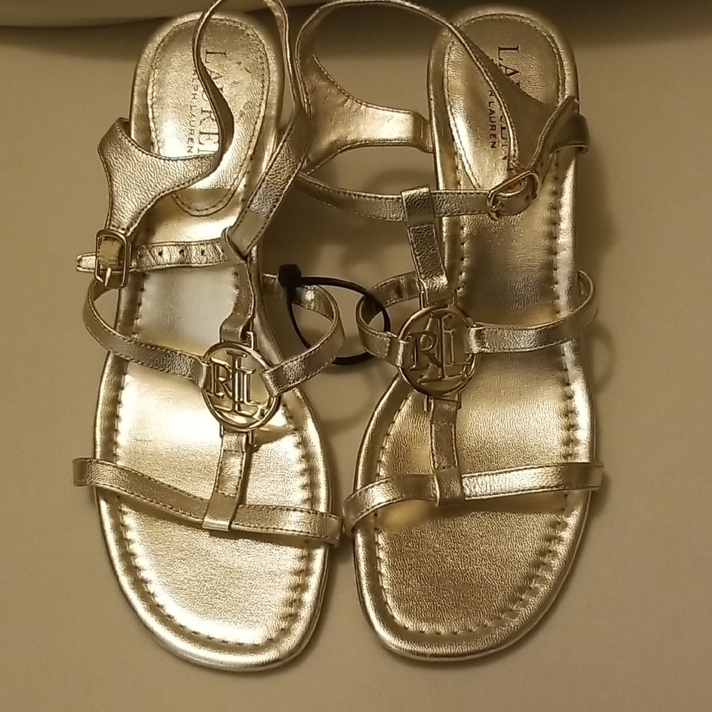 Lauren Ralph Lauren Metallic Gold Strappy Sandals